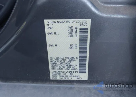 2020 Nissan Altima Sr Fwd from USA, damaged, VIN 1N4BL4CV5LC239339